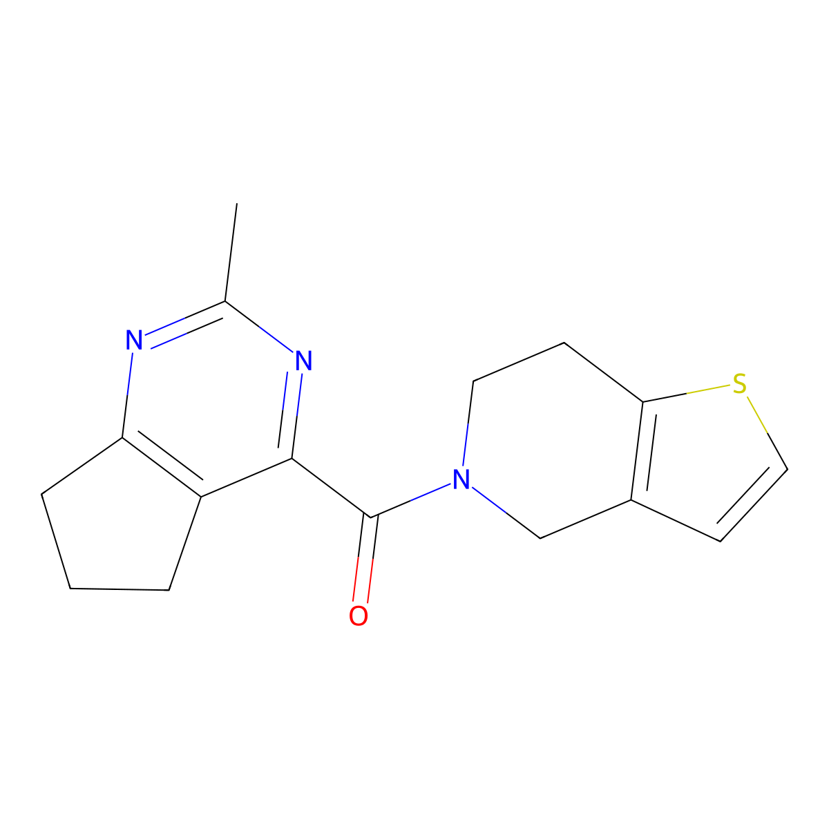 2-methyl-4-{4H,5H,6H,7H-thieno[3,2-c]pyridine-5-carbonyl}-5H,6H,7H-cyclopenta[d]pyrimidine molecular structure, CAS 2770624-78-5