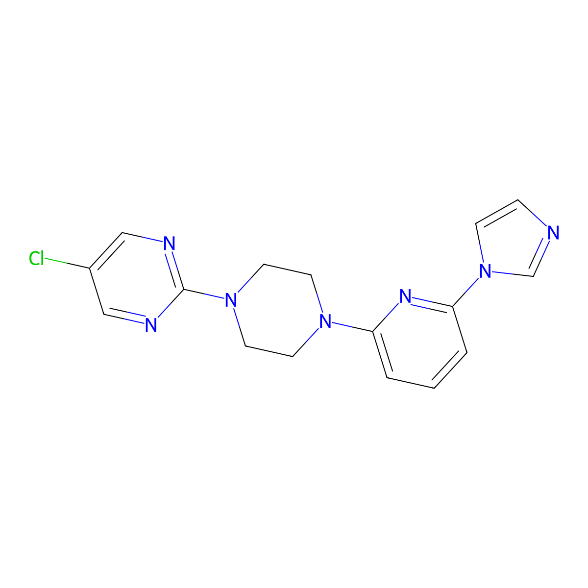 5-chloro-2-{4-[6-(1H-imidazol-1-yl)pyridin-2-yl]piperazin-1-yl}pyrimidine molecular structure, CAS 2770624-82-1