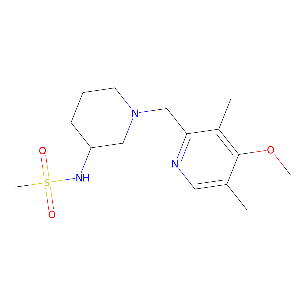 N-{1-[(4-methoxy-3,5-dimethylpyridin-2-yl)methyl]piperidin-3-yl}methanesulfonamide molecular structure, CAS 2770624-84-3