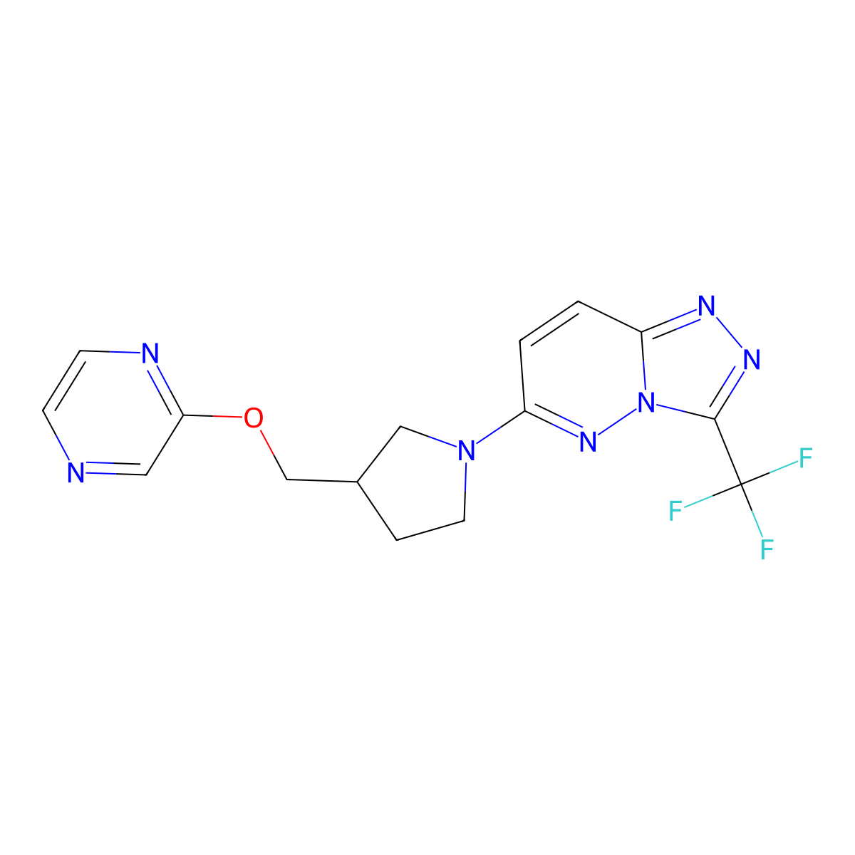 2-({1-[3-(Trifluoromethyl)-[1,2,4]triazolo[4,3-b]pyridazin-6-yl]pyrrolidin-3-yl}methoxy)pyrazine molecular structure, CAS 2770624-92-3