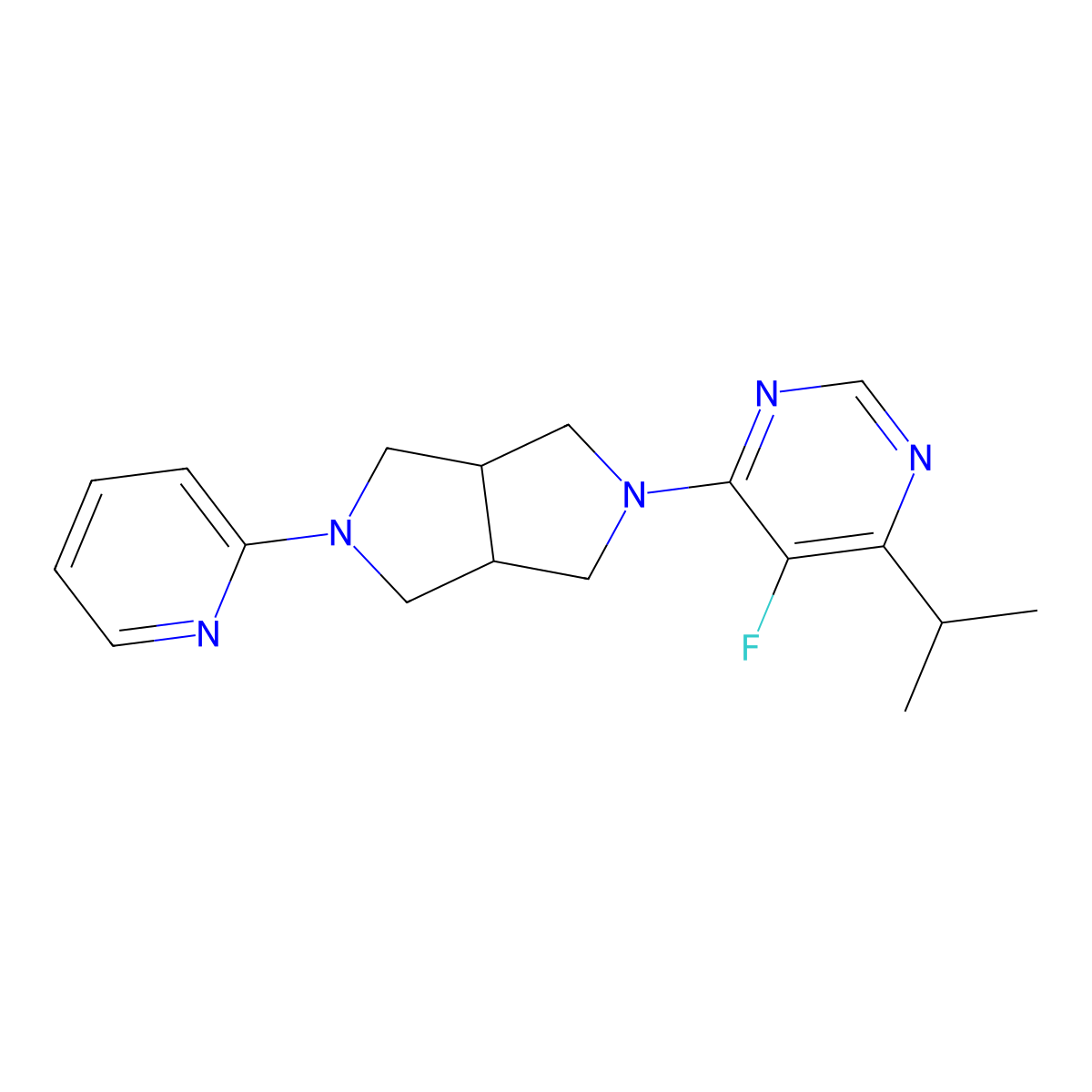 5-Fluoro-4-(propan-2-yl)-6-[5-(pyridin-2-yl)-octahydropyrrolo[3,4-c]pyrrol-2-yl]pyrimidine molecular structure, CAS 2770624-93-4