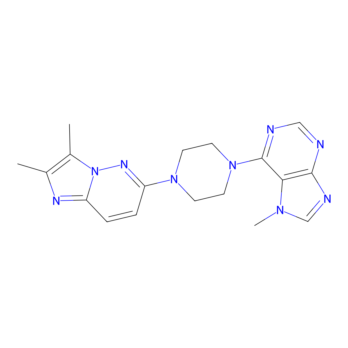 6-(4-{2,3-dimethylimidazo[1,2-b]pyridazin-6-yl}piperazin-1-yl)-7-methyl-7H-purine molecular structure, CAS 2770624-94-5