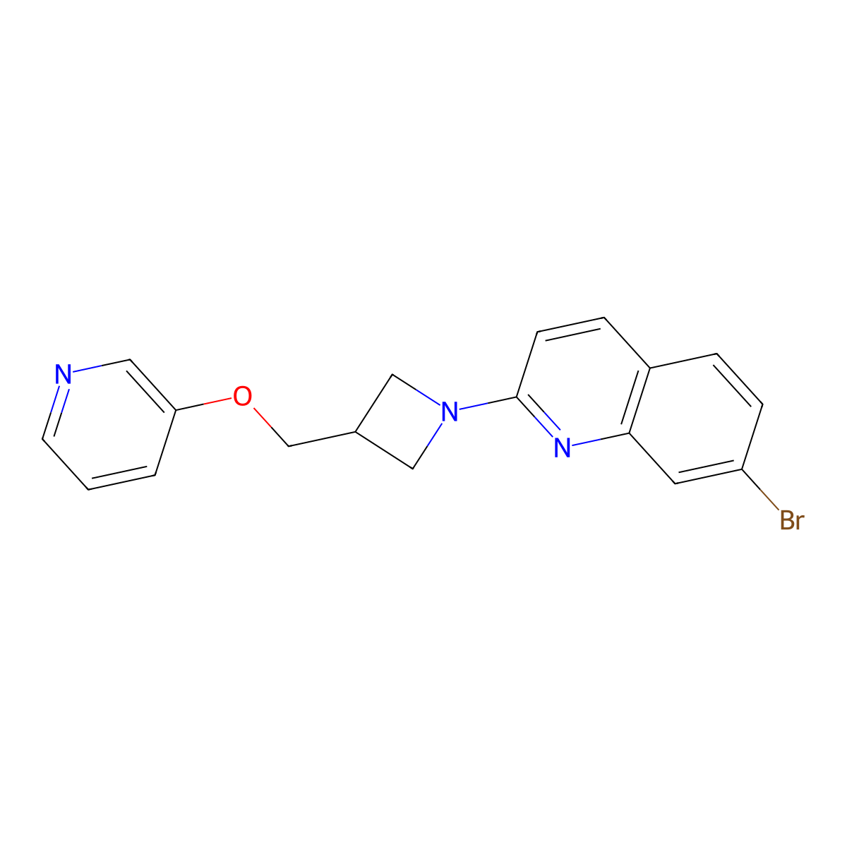 7-Bromo-2-{3-[(pyridin-3-yloxy)methyl]azetidin-1-yl}quinoline molecular structure, CAS 2770624-97-8