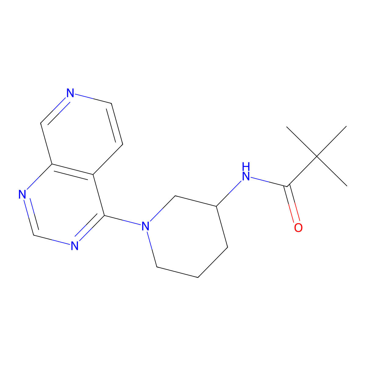 2,2-dimethyl-N-(1-{pyrido[3,4-d]pyrimidin-4-yl}piperidin-3-yl)propanamide molecular structure, CAS 2770624-99-0