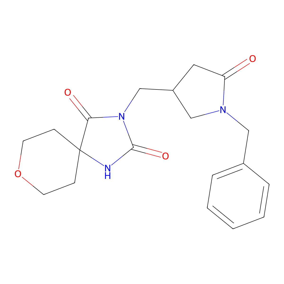 3-[(1-Benzyl-5-oxopyrrolidin-3-yl)methyl]-8-oxa-1,3-diazaspiro[4.5]decane-2,4-dione molecular structure, CAS 2770625-03-9