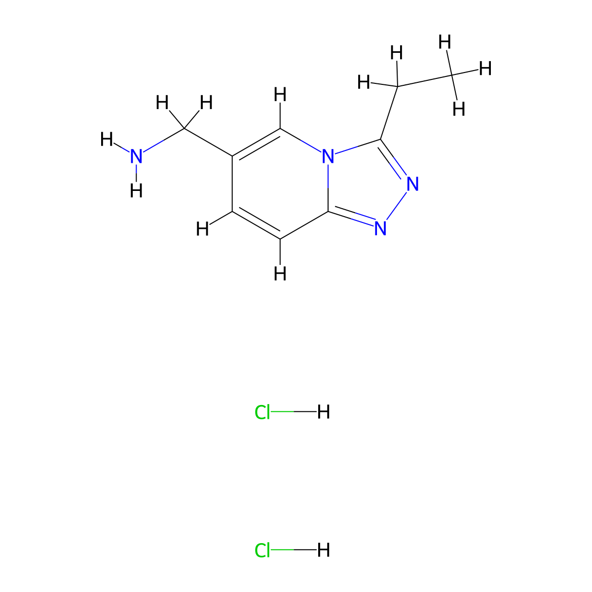 1-{3-Ethyl-[1,2,4]triazolo[4,3-a]pyridin-6-yl}methanamine dihydrochloride molecular structure, CAS 2770625-11-9