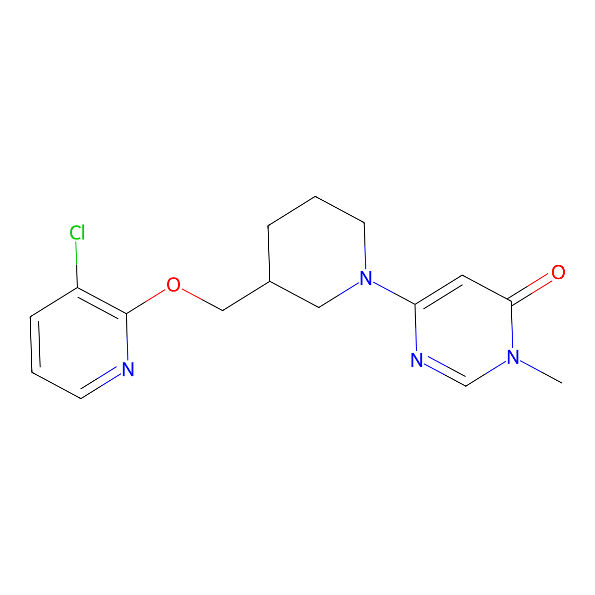 6-(3-{[(3-Chloropyridin-2-yl)oxy]methyl}piperidin-1-yl)-3-methyl-3,4-dihydropyrimidin-4-one molecular structure, CAS 2770625-16-4
