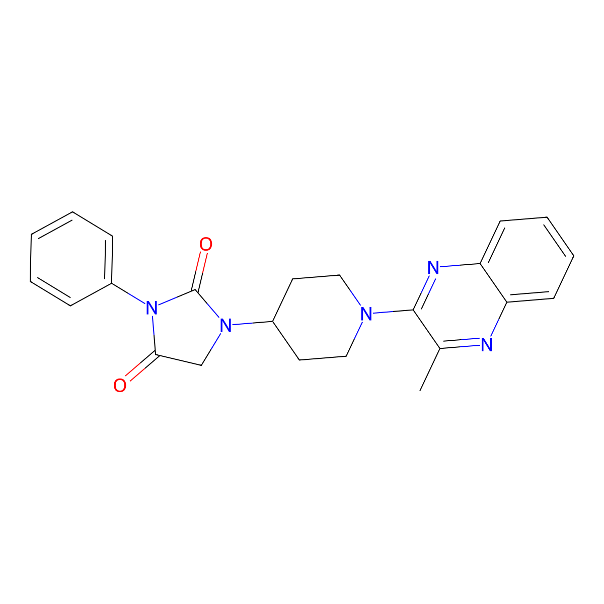 1-[1-(3-Methylquinoxalin-2-yl)piperidin-4-yl]-3-phenylimidazolidine-2,4-dione molecular structure, CAS 2770625-22-2