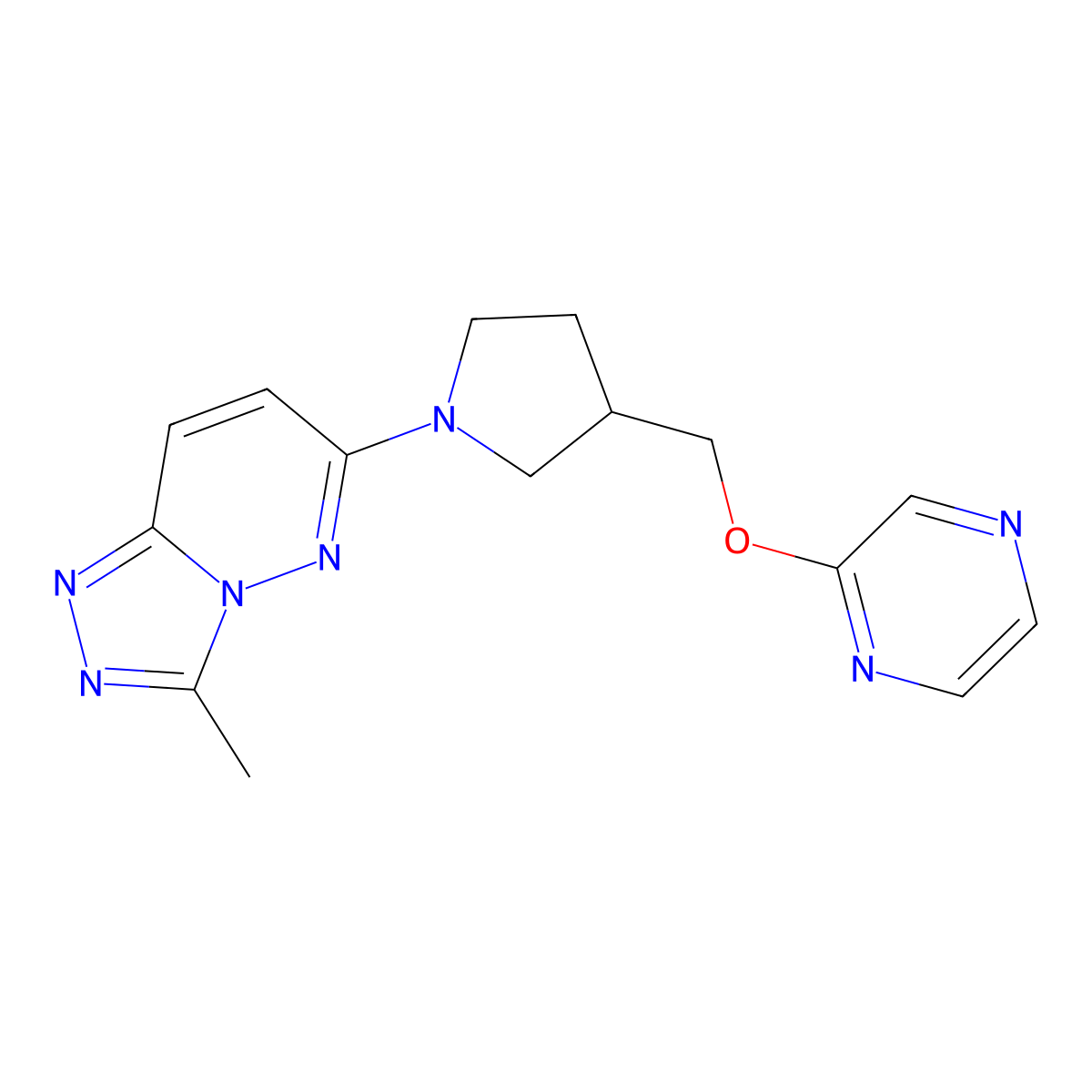 2-[(1-{3-Methyl-[1,2,4]triazolo[4,3-b]pyridazin-6-yl}pyrrolidin-3-yl)methoxy]pyrazine molecular structure, CAS 2770625-23-3
