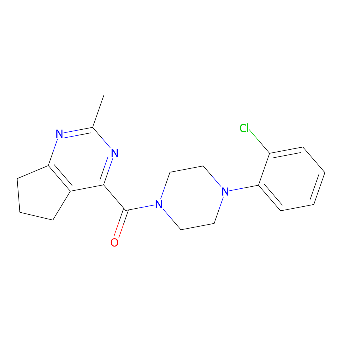 1-(2-chlorophenyl)-4-{2-methyl-5H,6H,7H-cyclopenta[d]pyrimidine-4-carbonyl}piperazine molecular structure, CAS 2770625-25-5