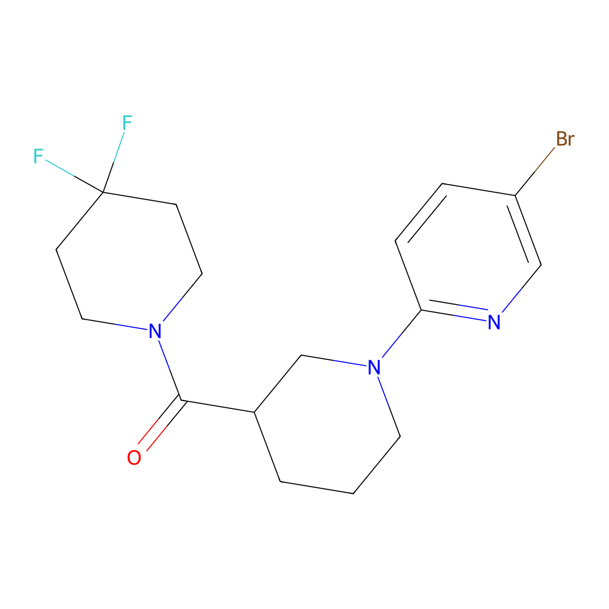 5-Bromo-2-[3-(4,4-difluoropiperidine-1-carbonyl)piperidin-1-yl]pyridine molecular structure, CAS 2770625-29-9