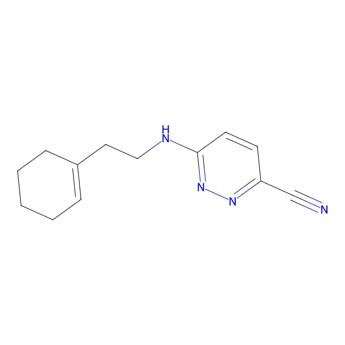 6-{[2-(Cyclohex-1-en-1-yl)ethyl]amino}pyridazine-3-carbonitrile molecular structure, CAS 2770625-36-8
