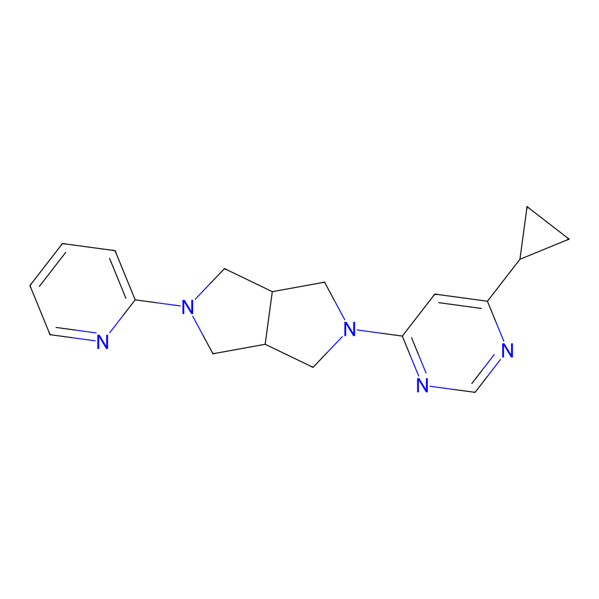 4-Cyclopropyl-6-[5-(pyridin-2-yl)-octahydropyrrolo[3,4-c]pyrrol-2-yl]pyrimidine molecular structure, CAS 2770625-38-0
