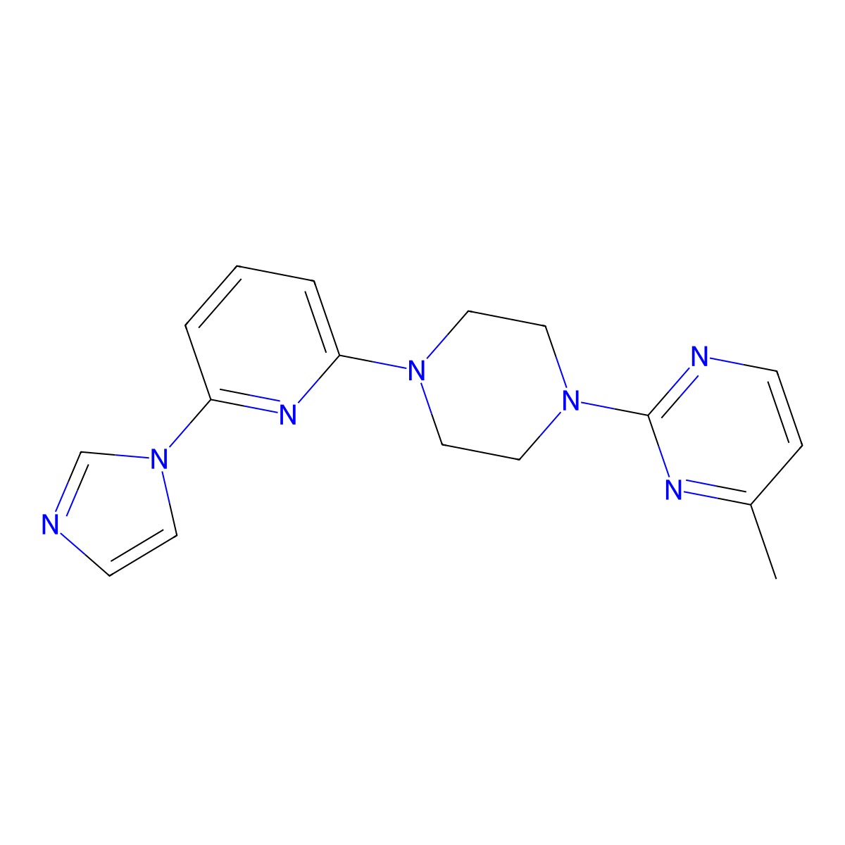 2-{4-[6-(1H-imidazol-1-yl)pyridin-2-yl]piperazin-1-yl}-4-methylpyrimidine molecular structure, CAS 2770625-42-6