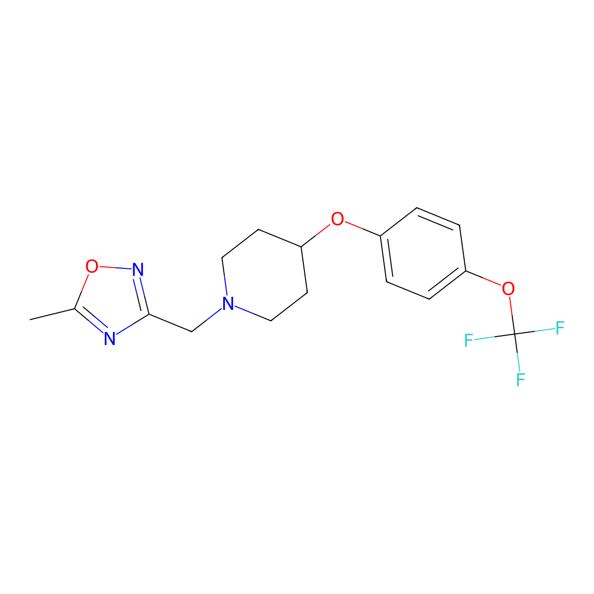 1-[(5-Methyl-1,2,4-oxadiazol-3-yl)methyl]-4-[4-(trifluoromethoxy)phenoxy]piperidine molecular structure, CAS 2770625-44-8