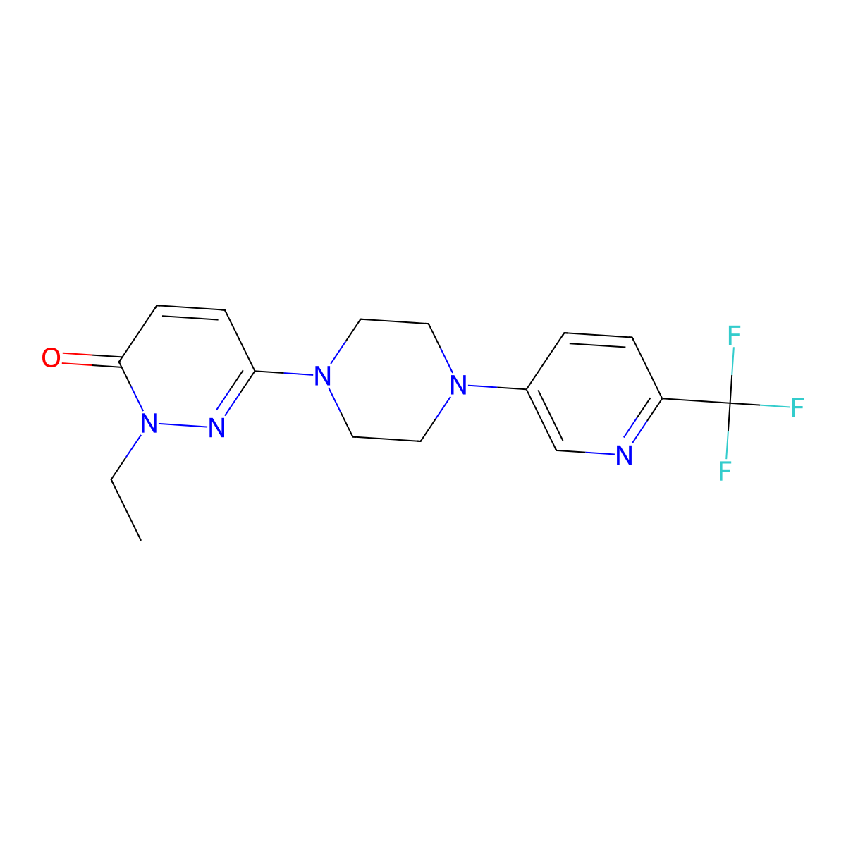 2-Ethyl-6-{4-[6-(trifluoromethyl)pyridin-3-yl]piperazin-1-yl}-2,3-dihydropyridazin-3-one molecular structure, CAS 2770625-46-0