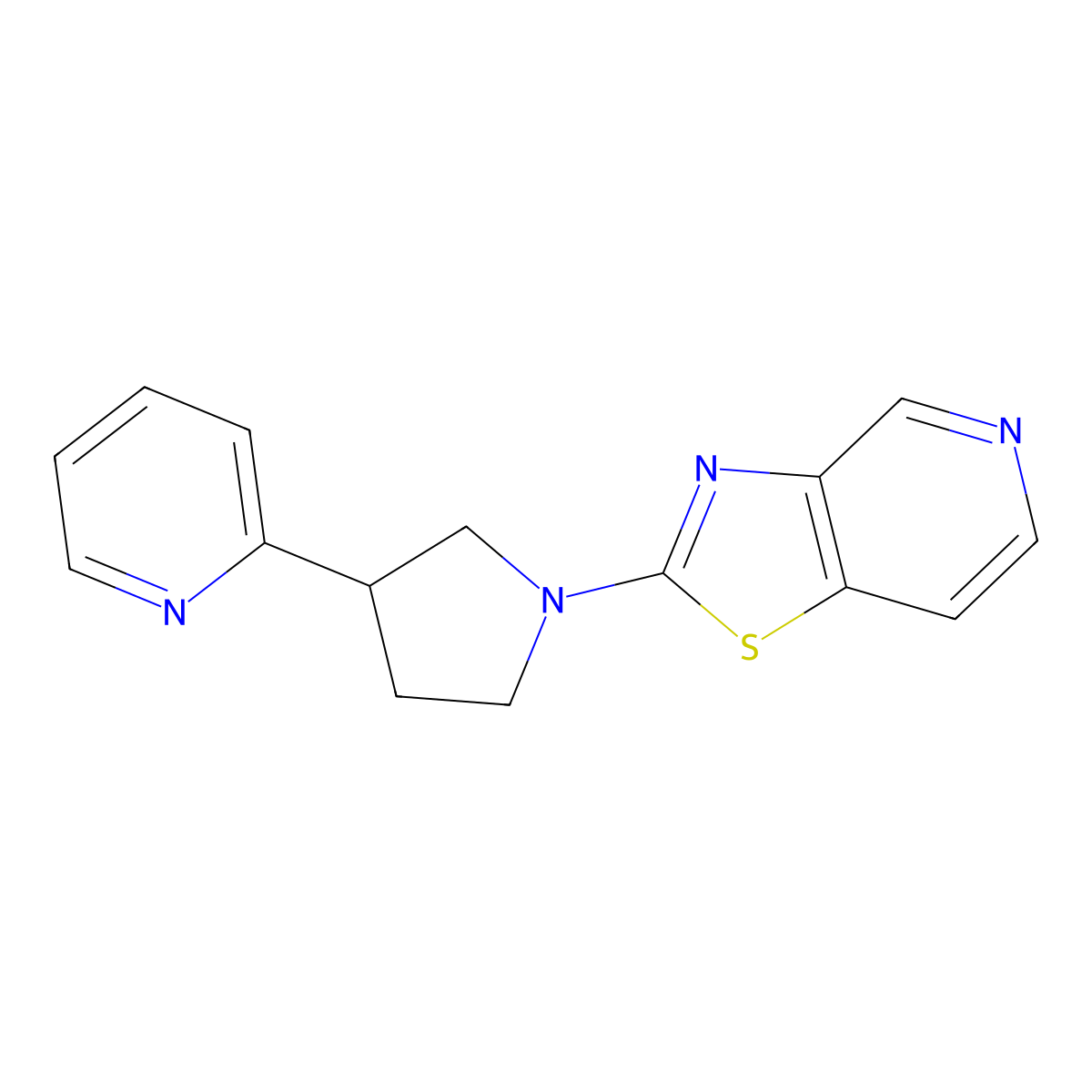 2-(1-{[1,3]Thiazolo[4,5-c]pyridin-2-yl}pyrrolidin-3-yl)pyridine molecular structure, CAS 2770625-48-2