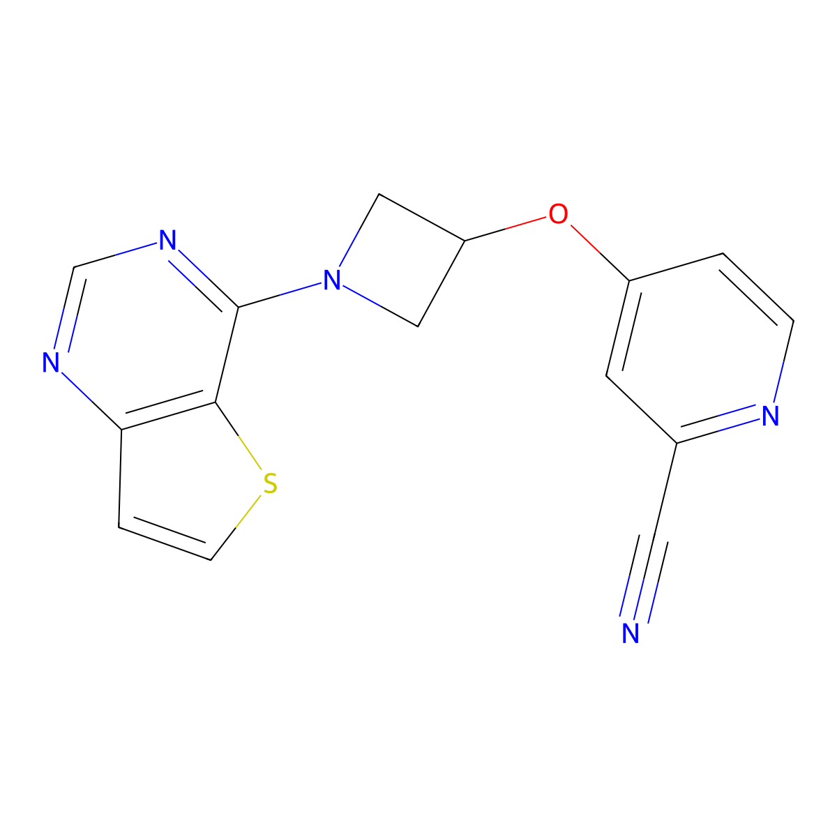 4-[(1-{Thieno[3,2-d]pyrimidin-4-yl}azetidin-3-yl)oxy]pyridine-2-carbonitrile molecular structure, CAS 2770625-49-3