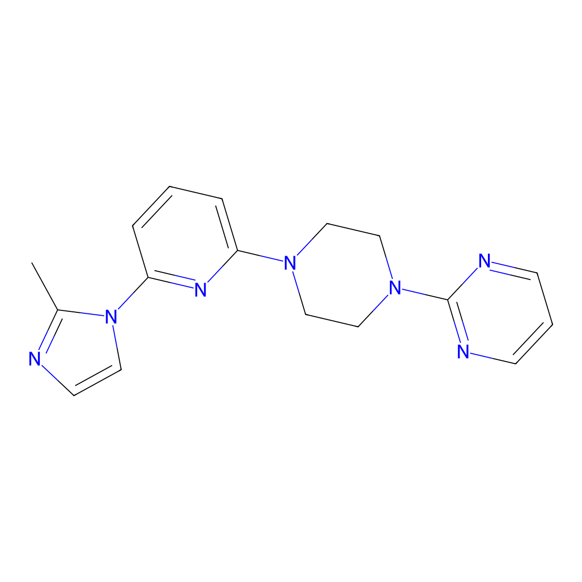 2-{4-[6-(2-methyl-1H-imidazol-1-yl)pyridin-2-yl]piperazin-1-yl}pyrimidine molecular structure, CAS 2770625-50-6
