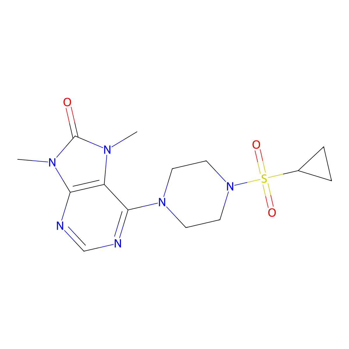 6-[4-(cyclopropanesulfonyl)piperazin-1-yl]-7,9-dimethyl-8,9-dihydro-7H-purin-8-one molecular structure, CAS 2770625-52-8