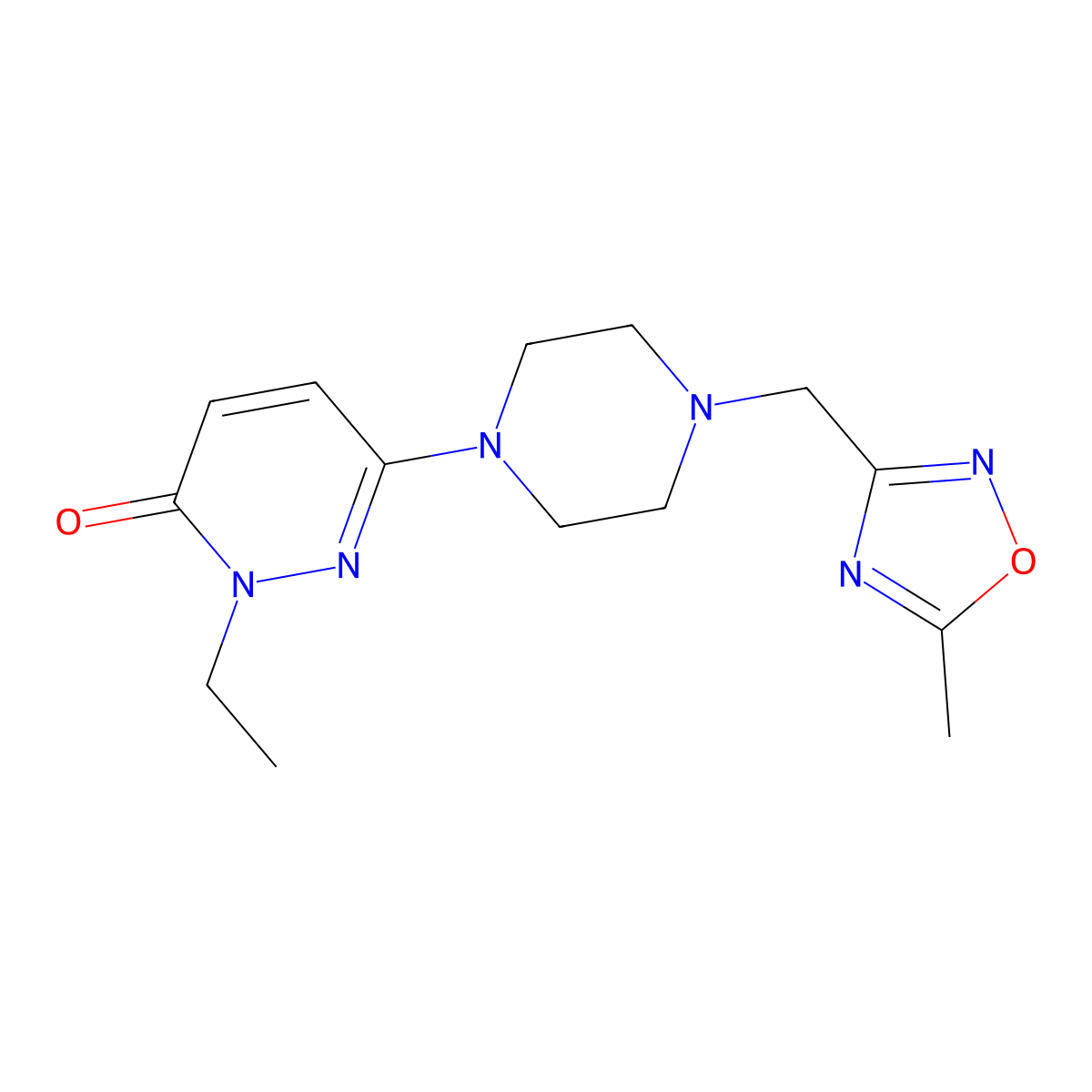 2-Ethyl-6-{4-[(5-methyl-1,2,4-oxadiazol-3-yl)methyl]piperazin-1-yl}-2,3-dihydropyridazin-3-one molecular structure, CAS 2770625-53-9