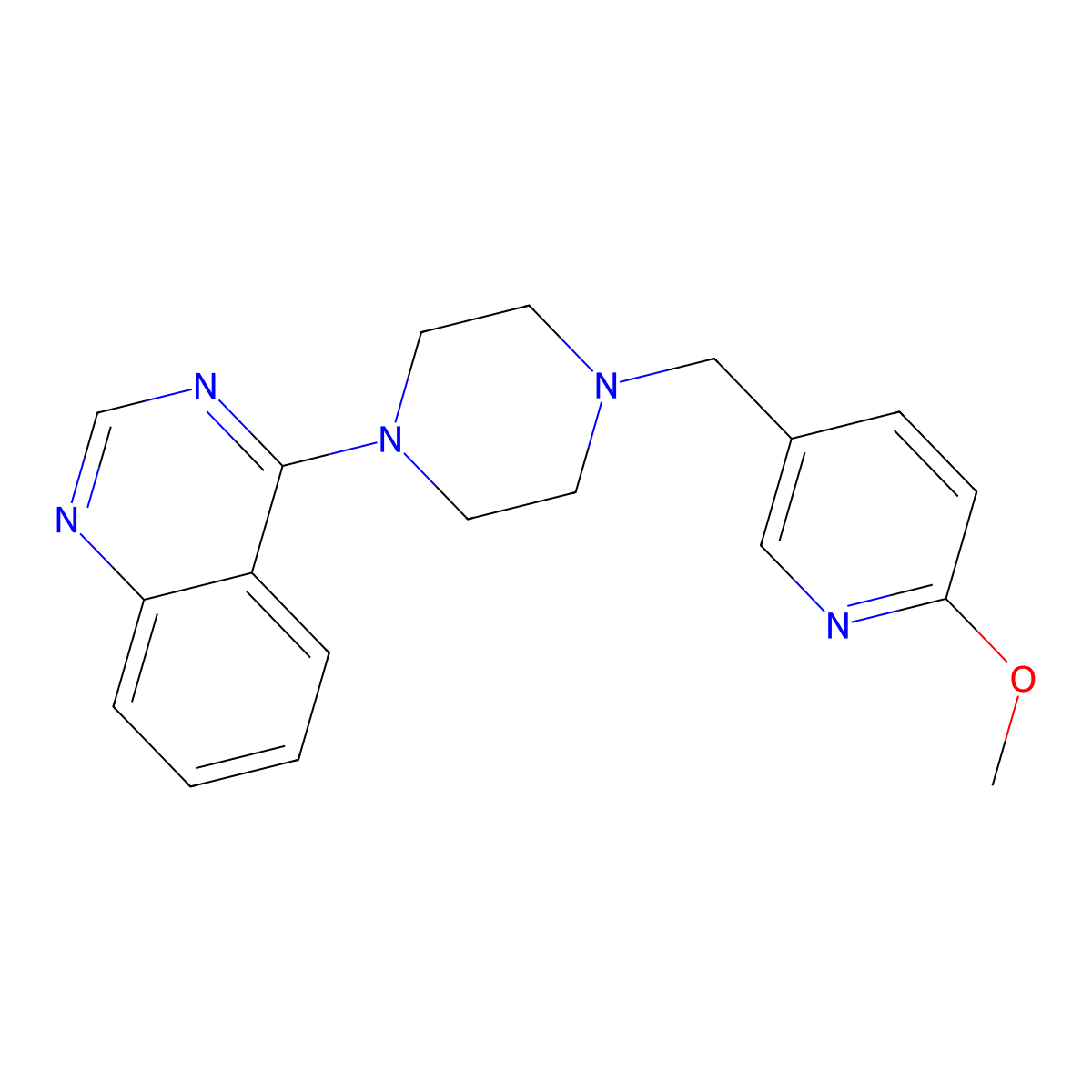 4-{4-[(6-Methoxypyridin-3-yl)methyl]piperazin-1-yl}quinazoline molecular structure, CAS 2770625-55-1