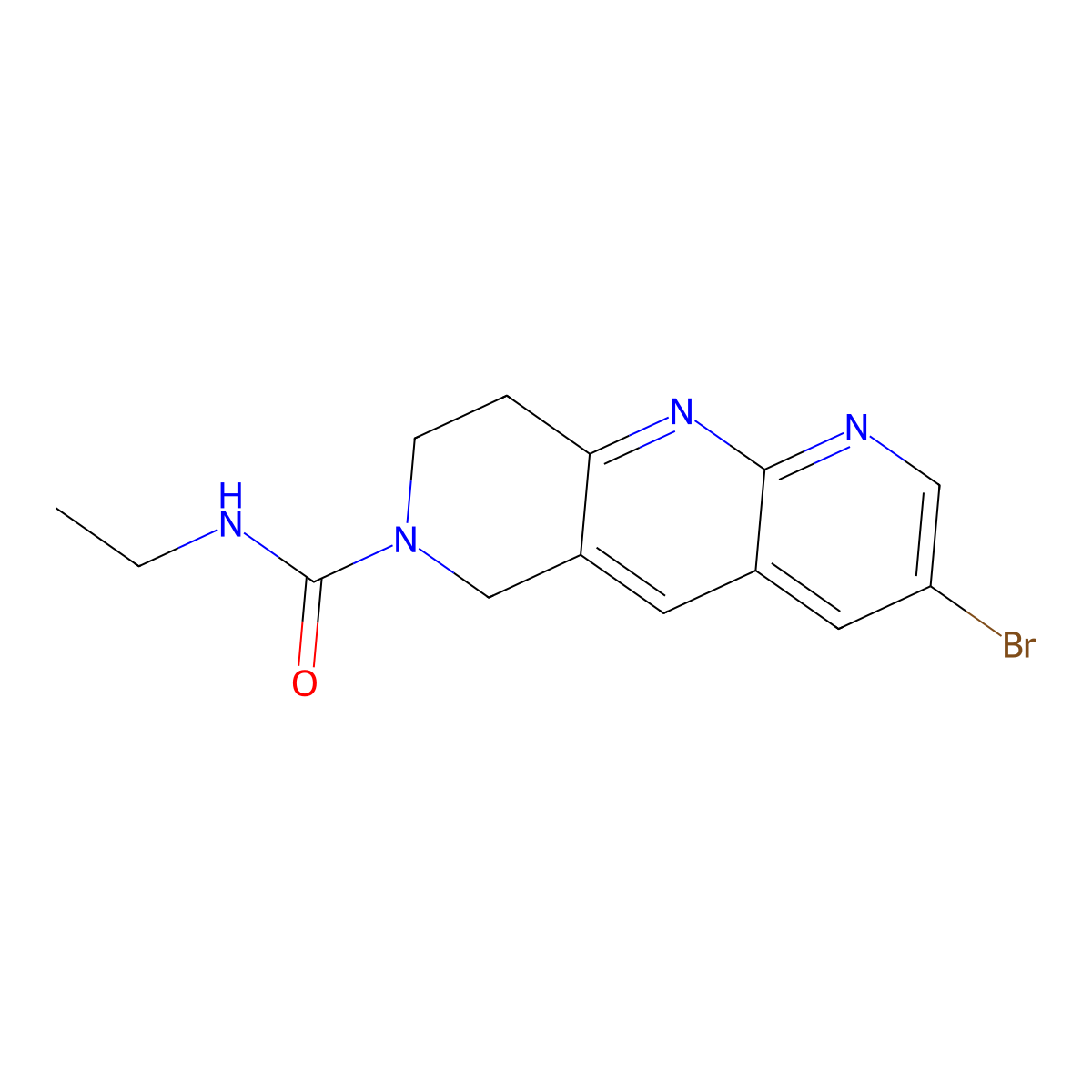 3-bromo-N-ethyl-6H,7H,8H,9H-pyrido[2,3-b]1,6-naphthyridine-7-carboxamide molecular structure, CAS 2770625-58-4