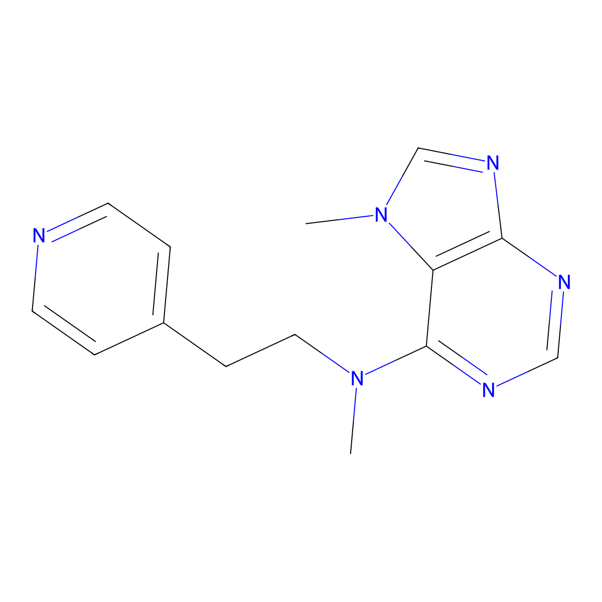 N,7-dimethyl-N-[2-(pyridin-4-yl)ethyl]-7H-purin-6-amine molecular structure, CAS 2770625-59-5
