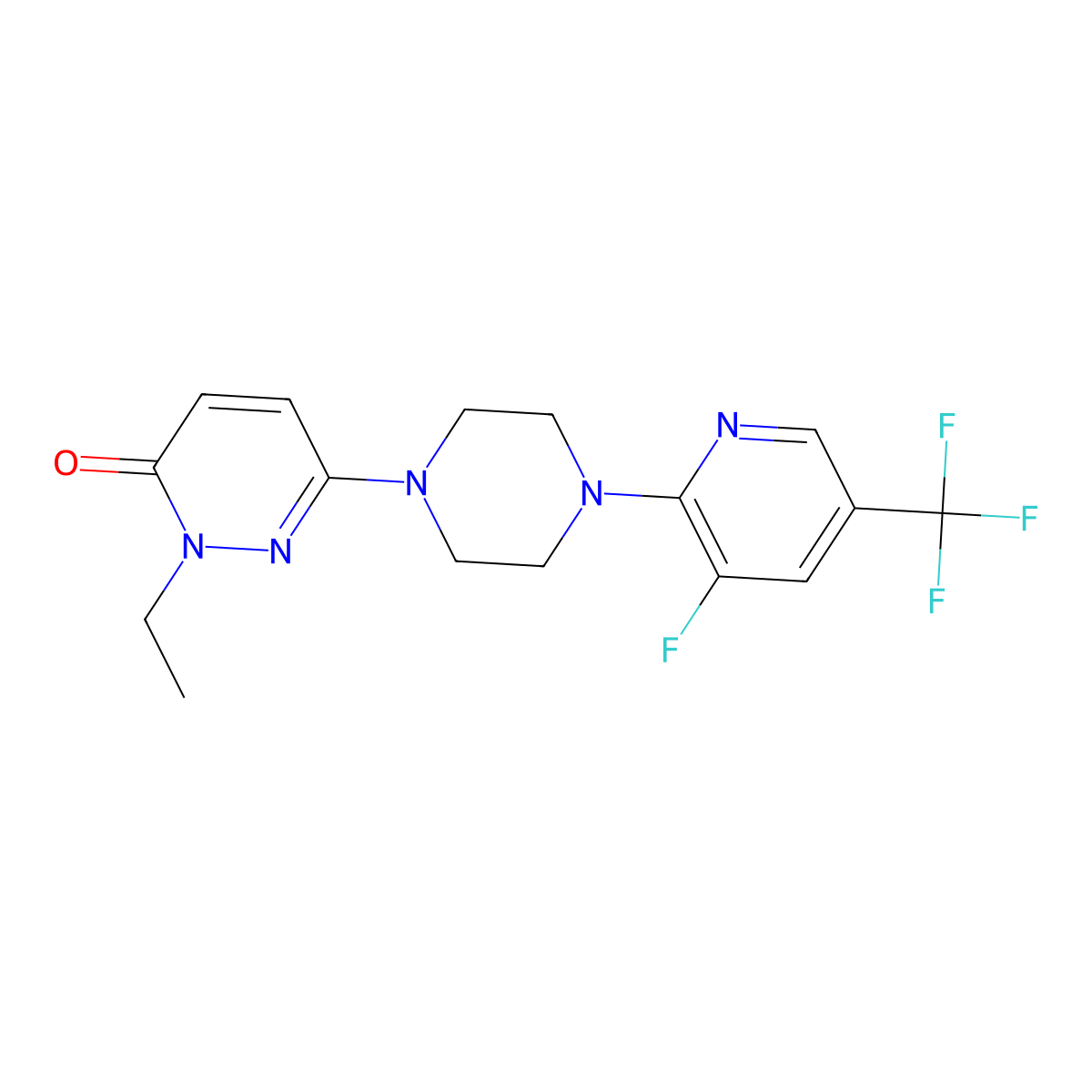 2-Ethyl-6-{4-[3-fluoro-5-(trifluoromethyl)pyridin-2-yl]piperazin-1-yl}-2,3-dihydropyridazin-3-one molecular structure, CAS 2770625-60-8