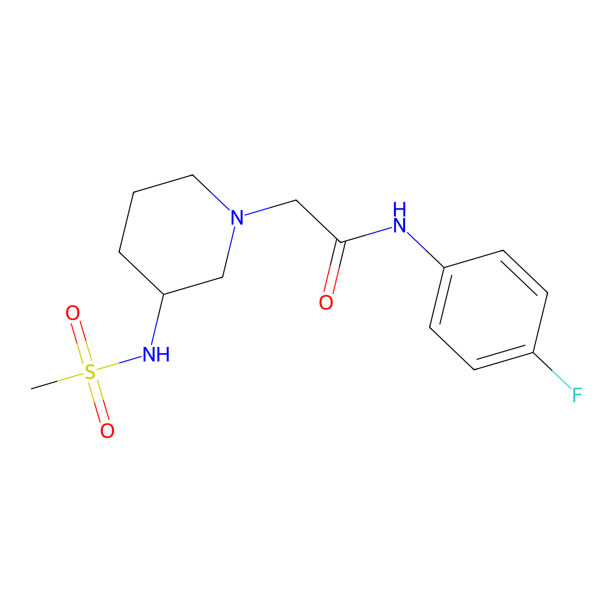 N-(4-fluorophenyl)-2-[3-(methanesulfonamido)piperidin-1-yl]acetamide molecular structure, CAS 2770625-63-1