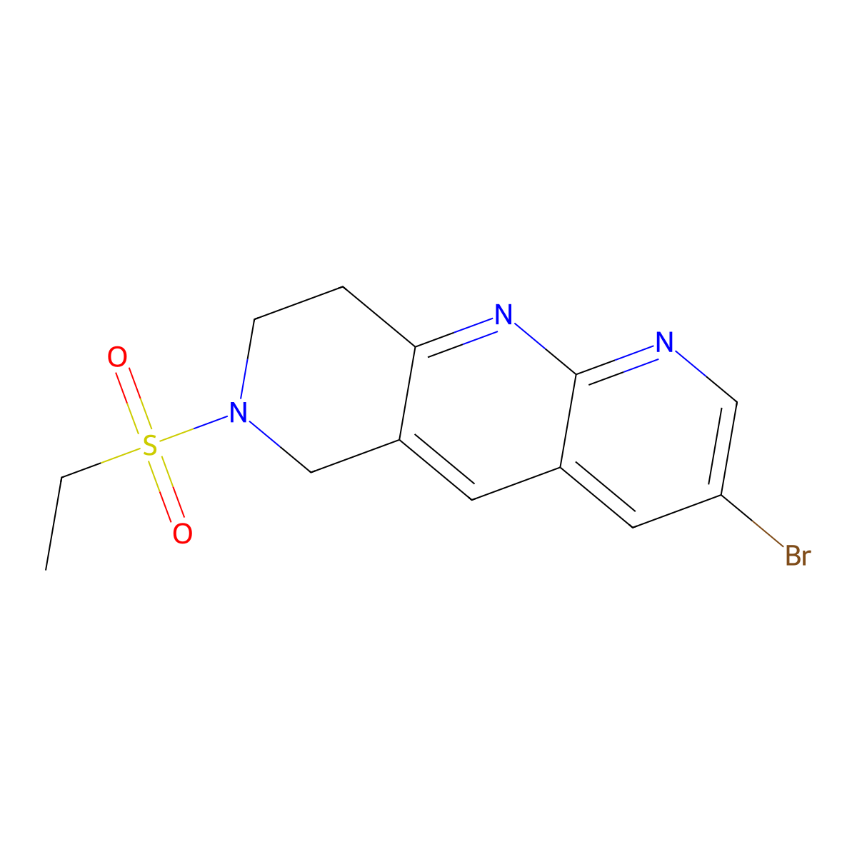 3-bromo-7-(ethanesulfonyl)-6H,7H,8H,9H-pyrido[2,3-b]1,6-naphthyridine molecular structure, CAS 2770625-64-2
