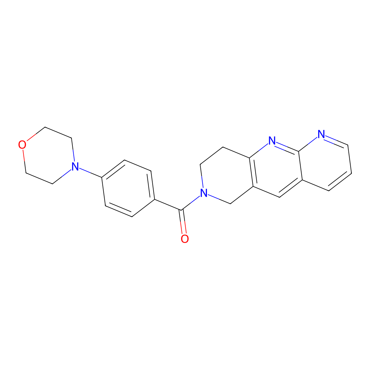4-(4-{6H,7H,8H,9H-pyrido[2,3-b]1,6-naphthyridine-7-carbonyl}phenyl)morpholine molecular structure, CAS 2770625-70-0