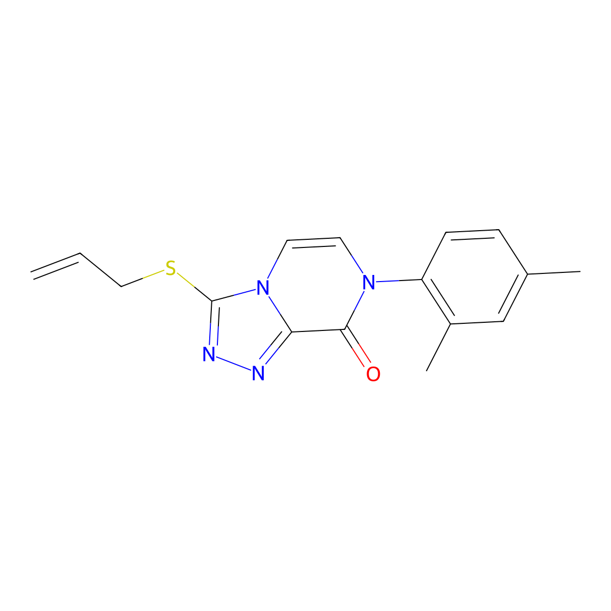 7-(2,4-dimethylphenyl)-3-(prop-2-en-1-ylsulfanyl)-7H,8H-[1,2,4]triazolo[4,3-a]pyrazin-8-one molecular structure, CAS 2770625-77-7