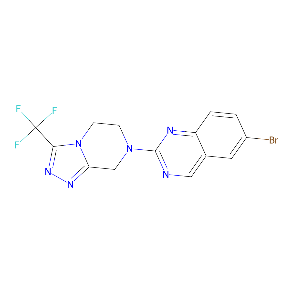 6-bromo-2-[3-(trifluoromethyl)-5H,6H,7H,8H-[1,2,4]triazolo[4,3-a]pyrazin-7-yl]quinazoline molecular structure, CAS 2770625-80-2