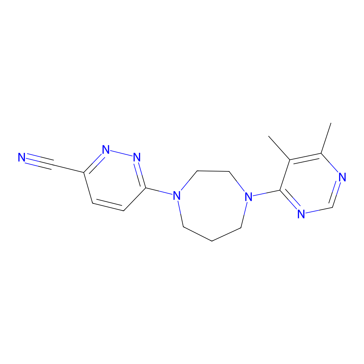 6-[4-(5,6-Dimethylpyrimidin-4-yl)-1,4-diazepan-1-yl]pyridazine-3-carbonitrile molecular structure, CAS 2770625-86-8