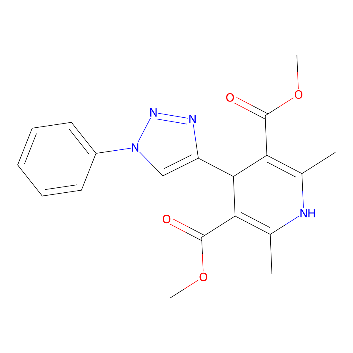 3,5-dimethyl 2,6-dimethyl-4-(1-phenyl-1H-1,2,3-triazol-4-yl)-1,4-dihydropyridine-3,5-dicarboxylate molecular structure, CAS 2770625-99-3
