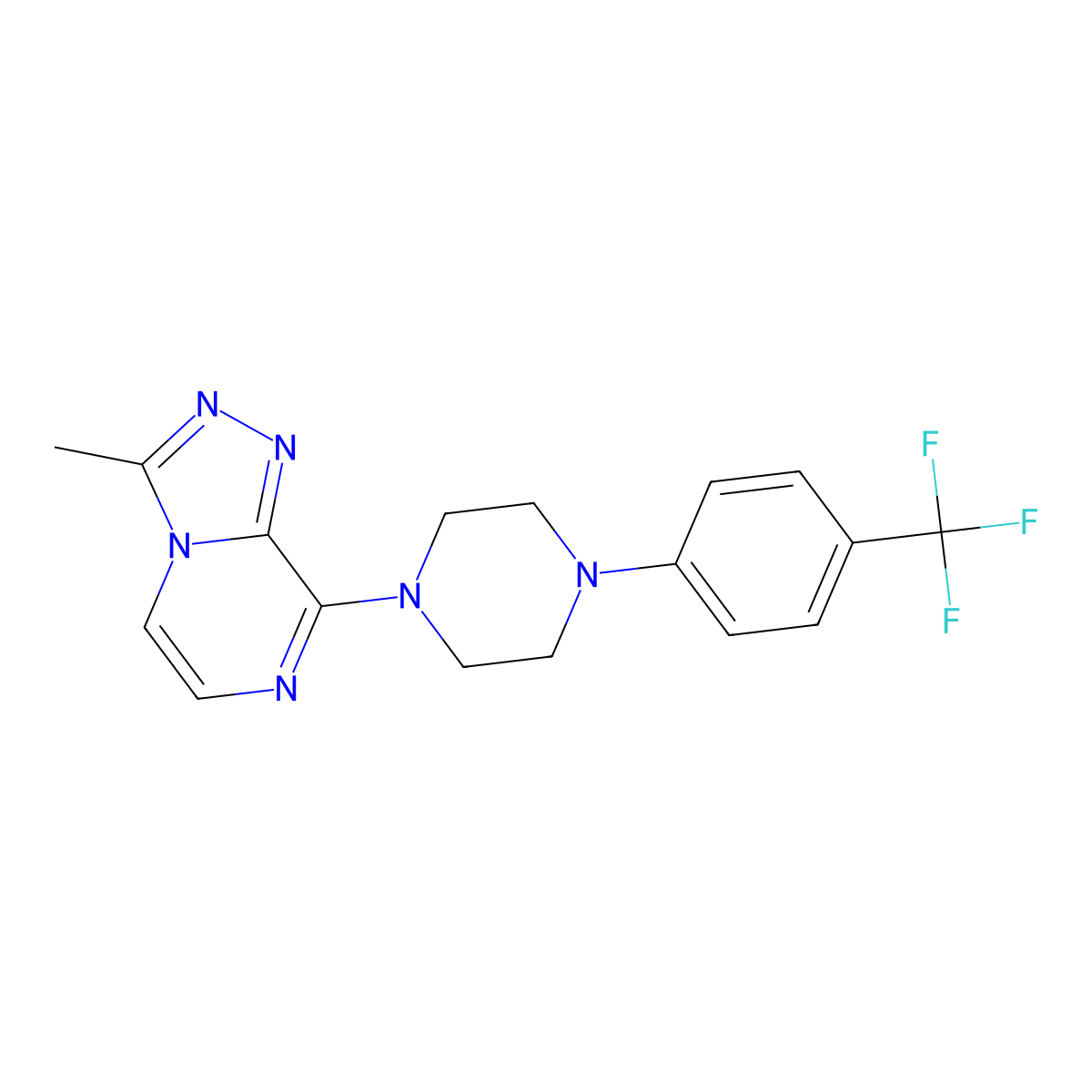 1-{3-Methyl-[1,2,4]triazolo[4,3-a]pyrazin-8-yl}-4-[4-(trifluoromethyl)phenyl]piperazine molecular structure, CAS 2770626-01-0