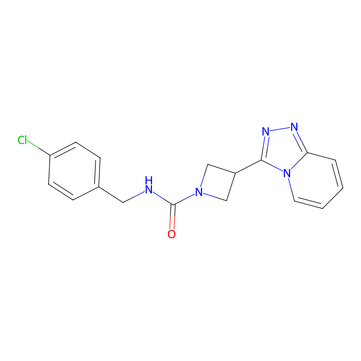 N-[(4-chlorophenyl)methyl]-3-{[1,2,4]triazolo[4,3-a]pyridin-3-yl}azetidine-1-carboxamide molecular structure, CAS 2770626-04-3