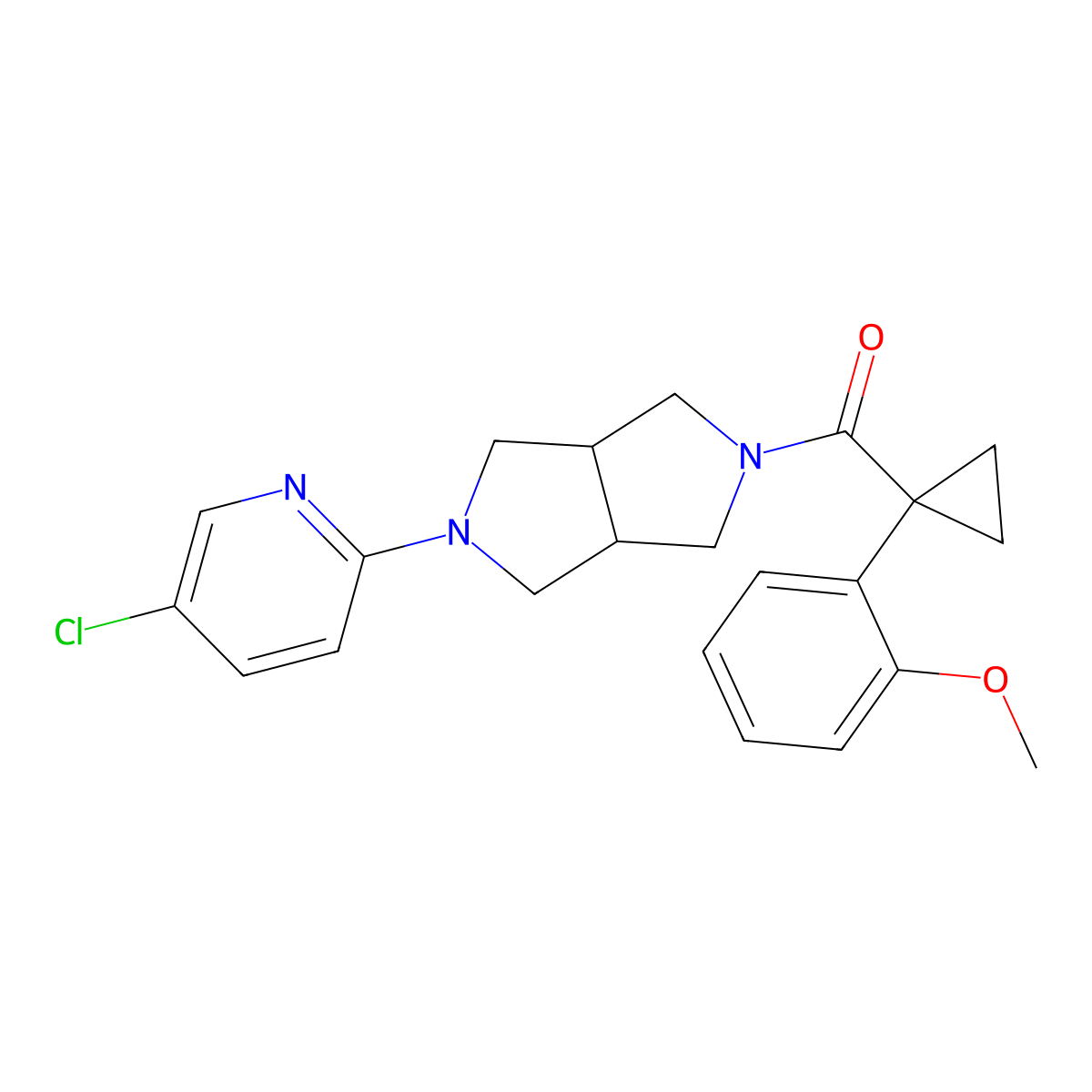 5-Chloro-2-{5-[1-(2-methoxyphenyl)cyclopropanecarbonyl]-octahydropyrrolo[3,4-c]pyrrol-2-yl}pyridine molecular structure, CAS 2770626-06-5