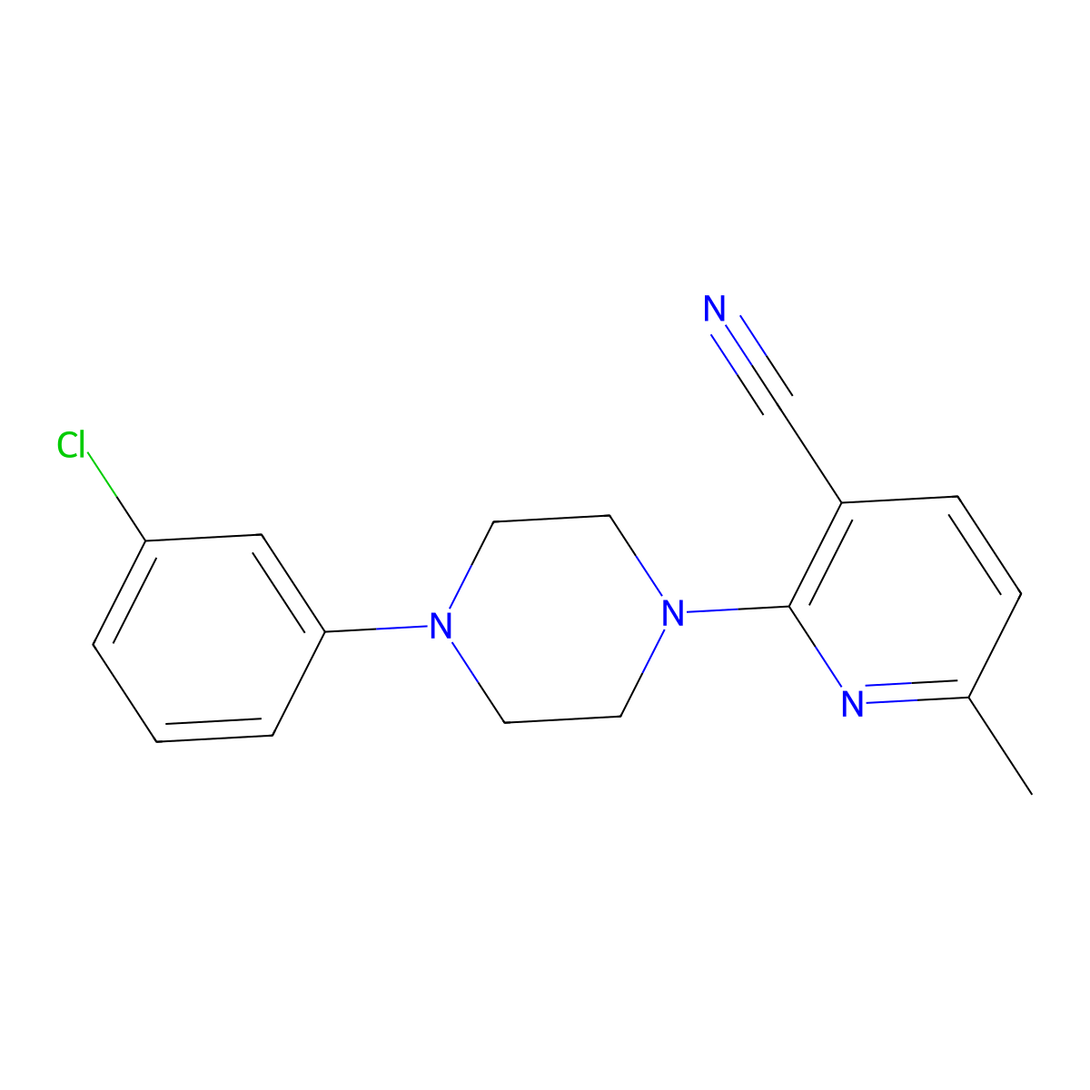 2-[4-(3-Chlorophenyl)piperazin-1-yl]-6-methylpyridine-3-carbonitrile molecular structure, CAS 2770626-07-6