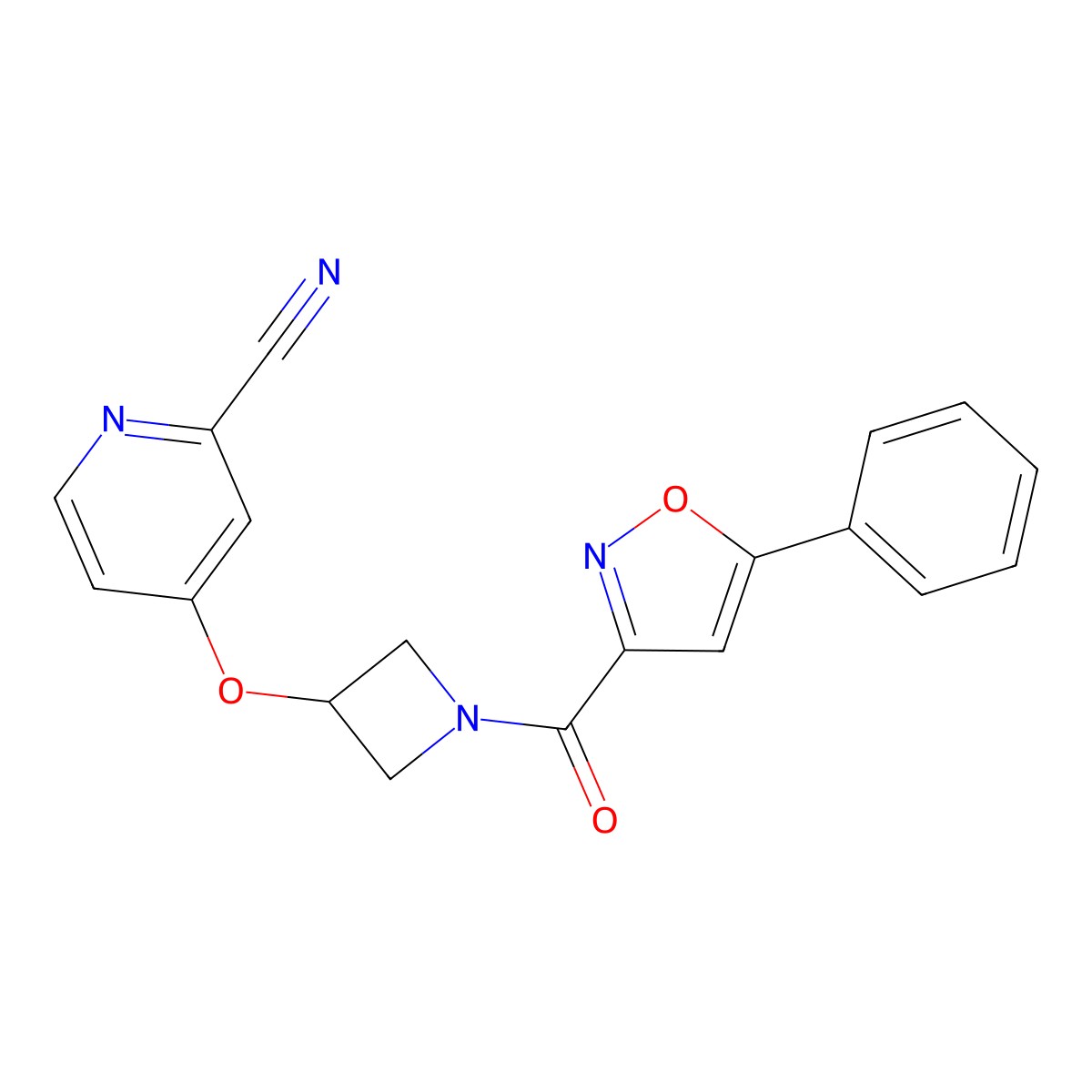 4-{[1-(5-Phenyl-1,2-oxazole-3-carbonyl)azetidin-3-yl]oxy}pyridine-2-carbonitrile molecular structure, CAS 2770626-11-2