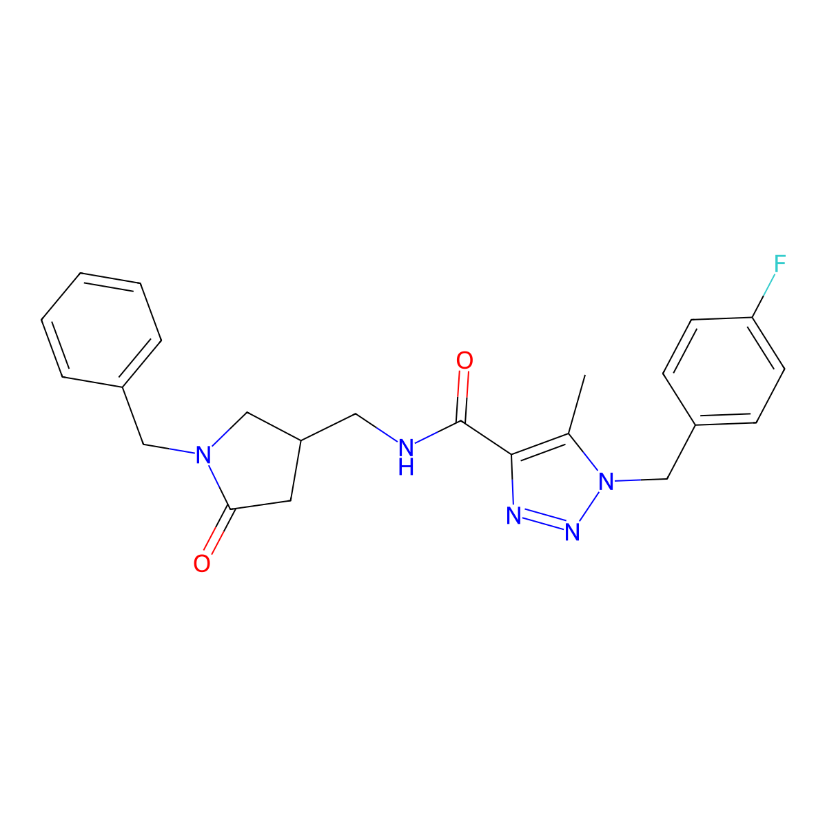 N-[(1-benzyl-5-oxopyrrolidin-3-yl)methyl]-1-[(4-fluorophenyl)methyl]-5-methyl-1H-1,2,3-triazole-4-carboxamide molecular structure, CAS 2770626-15-6