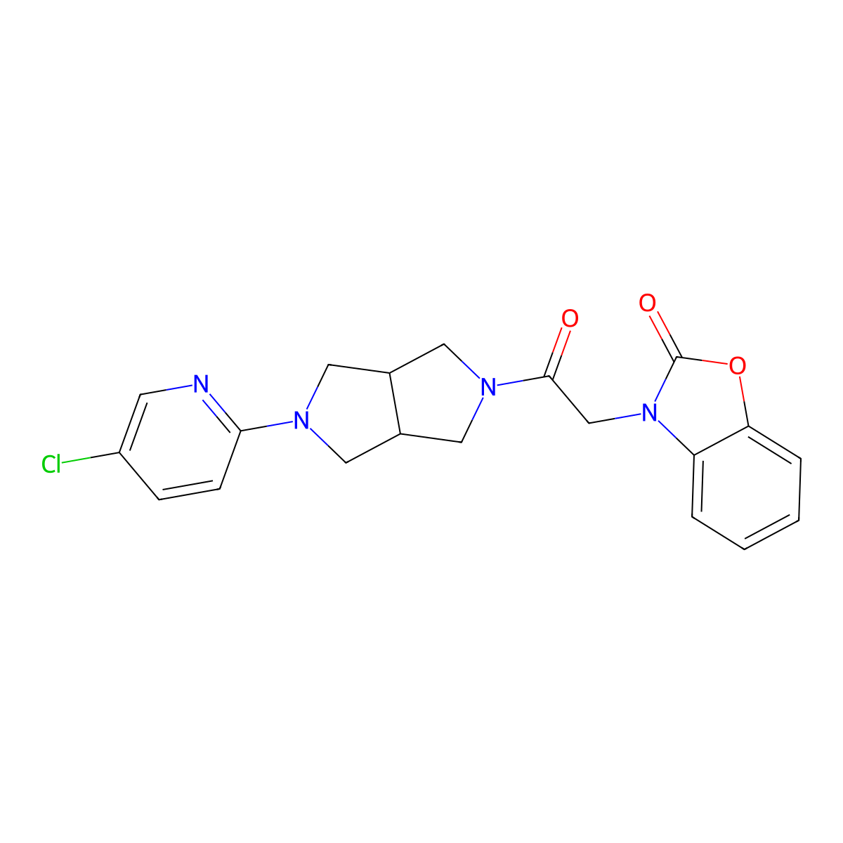 3-{2-[5-(5-Chloropyridin-2-yl)-octahydropyrrolo[3,4-c]pyrrol-2-yl]-2-oxoethyl}-2,3-dihydro-1,3-benzoxazol-2-one molecular structure, CAS 2770626-18-9