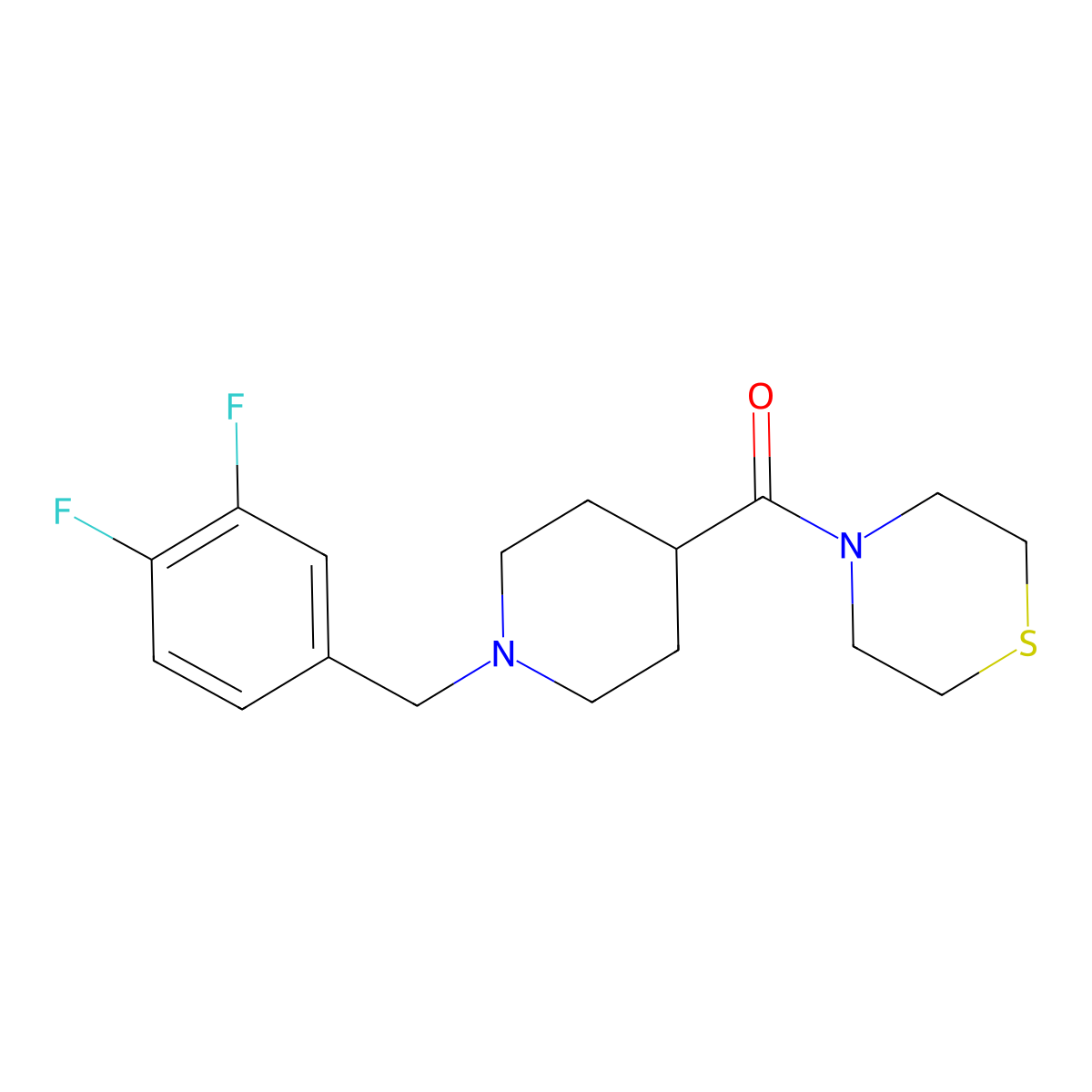 4-{1-[(3,4-Difluorophenyl)methyl]piperidine-4-carbonyl}thiomorpholine molecular structure, CAS 2770626-19-0
