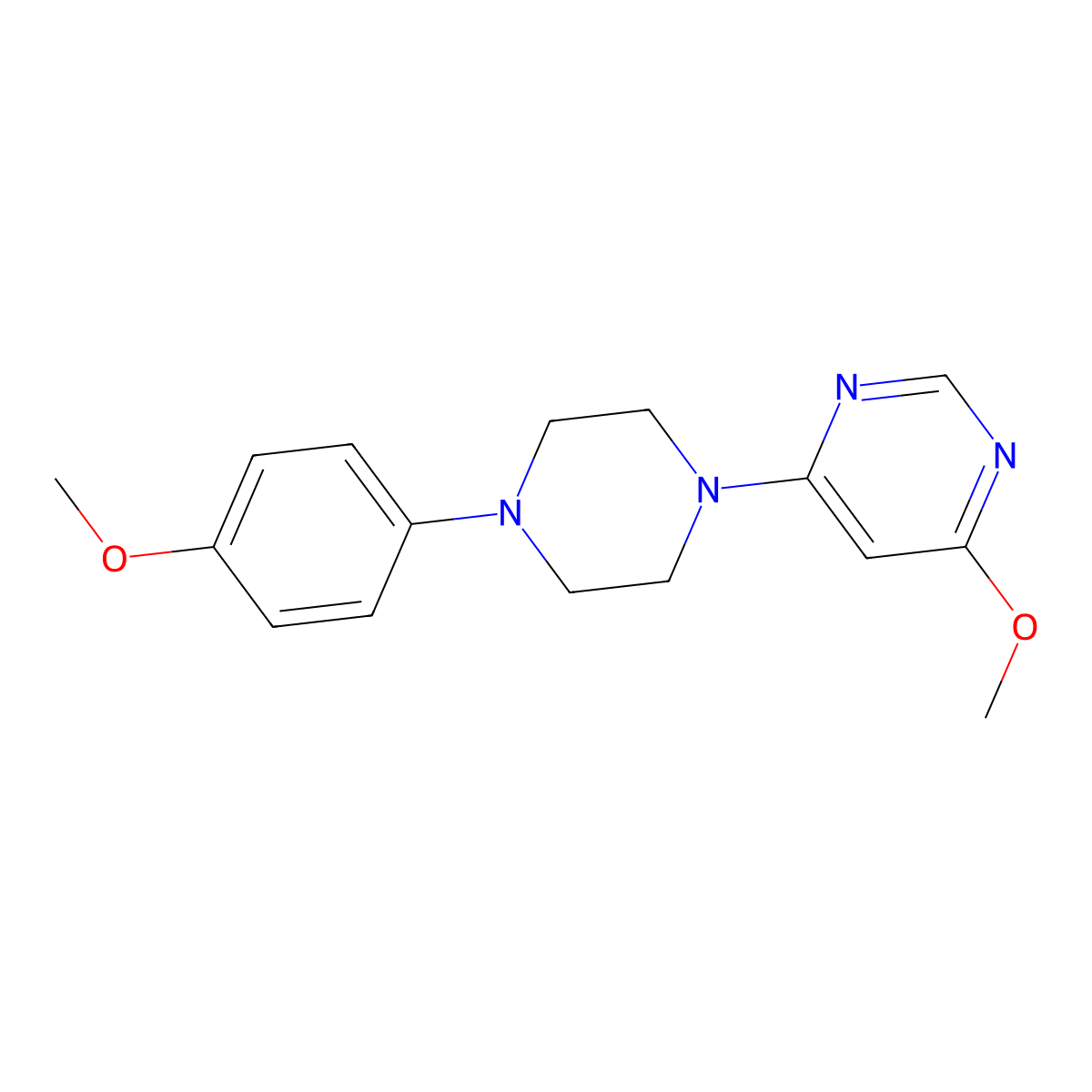 4-Methoxy-6-[4-(4-methoxyphenyl)piperazin-1-yl]pyrimidine molecular structure, CAS 2770626-31-6
