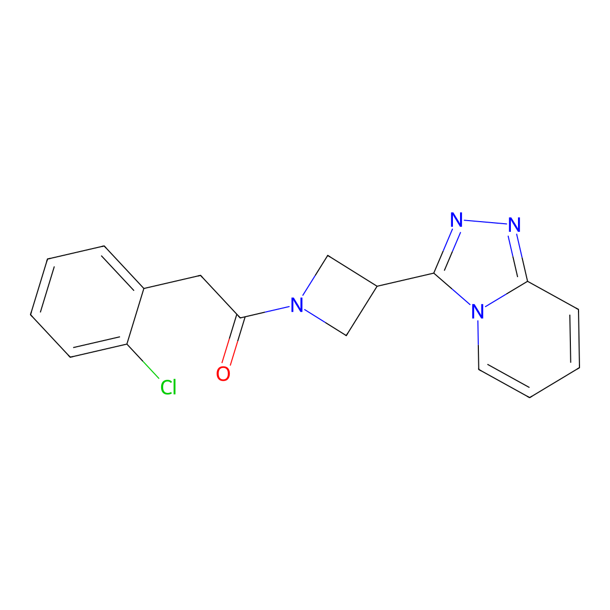 2-(2-Chlorophenyl)-1-(3-{[1,2,4]triazolo[4,3-a]pyridin-3-yl}azetidin-1-yl)ethan-1-one molecular structure, CAS 2770626-33-8