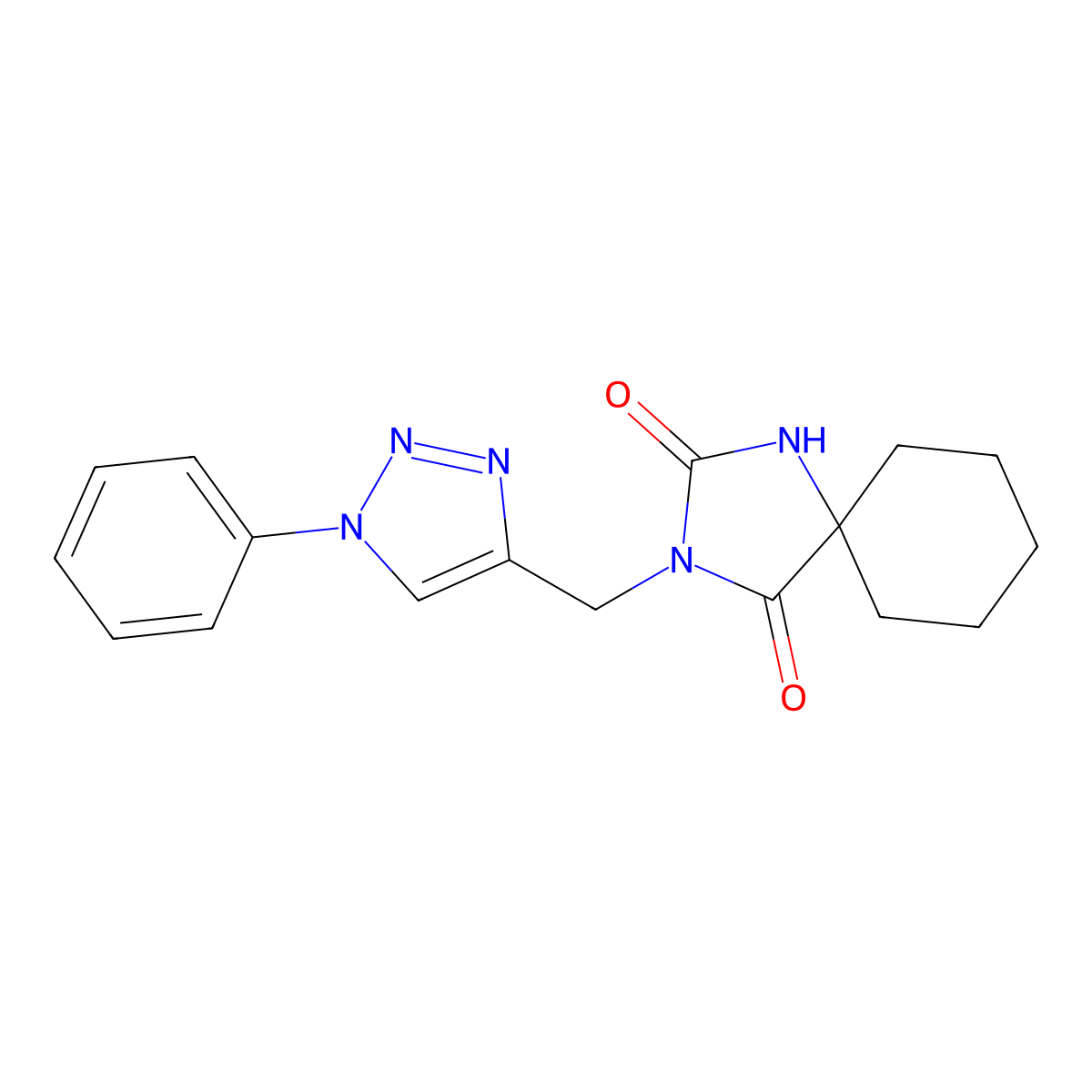 3-[(1-phenyl-1H-1,2,3-triazol-4-yl)methyl]-1,3-diazaspiro[4.5]decane-2,4-dione molecular structure, CAS 2770626-35-0