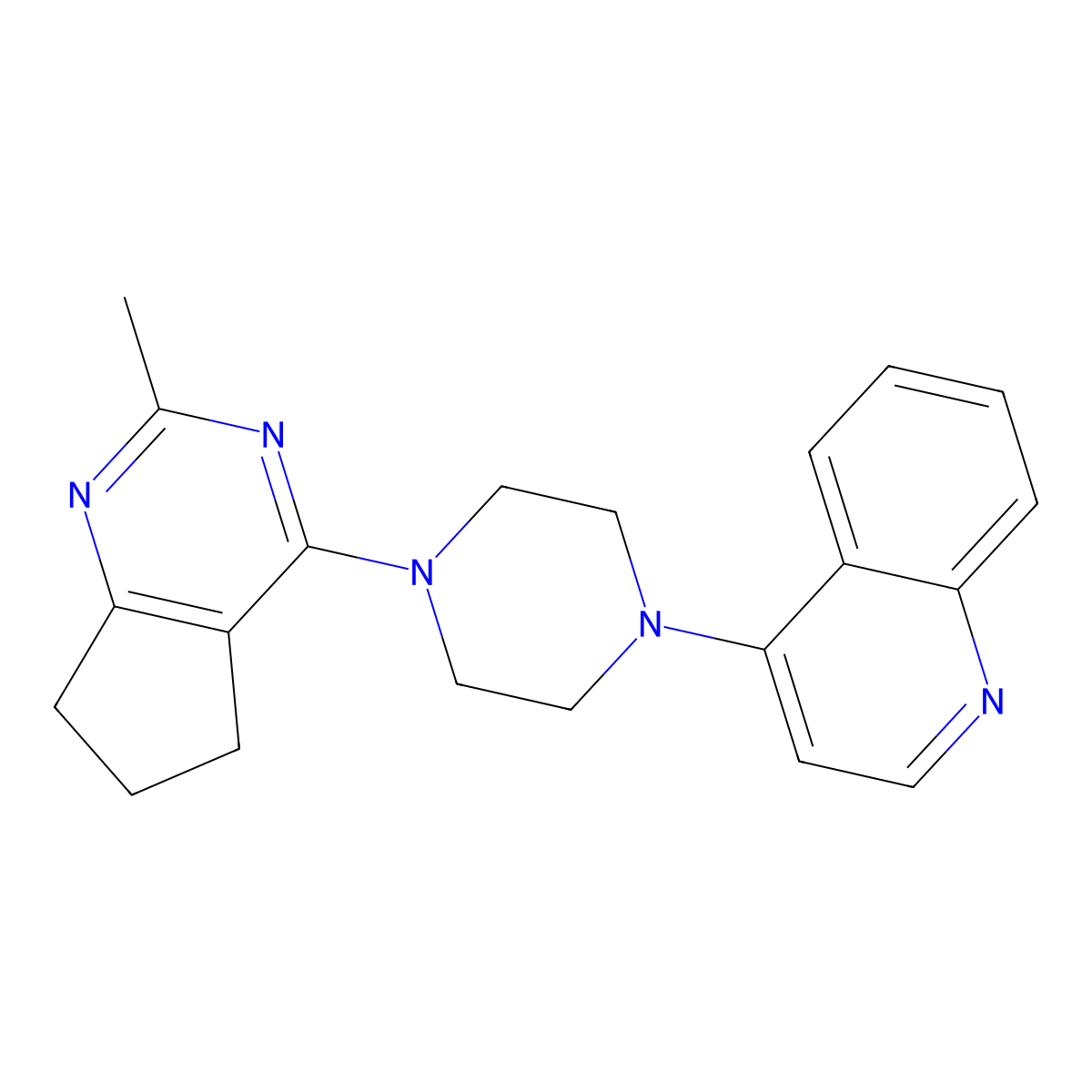 4-(4-{2-methyl-5H,6H,7H-cyclopenta[d]pyrimidin-4-yl}piperazin-1-yl)quinoline molecular structure, CAS 2770626-37-2