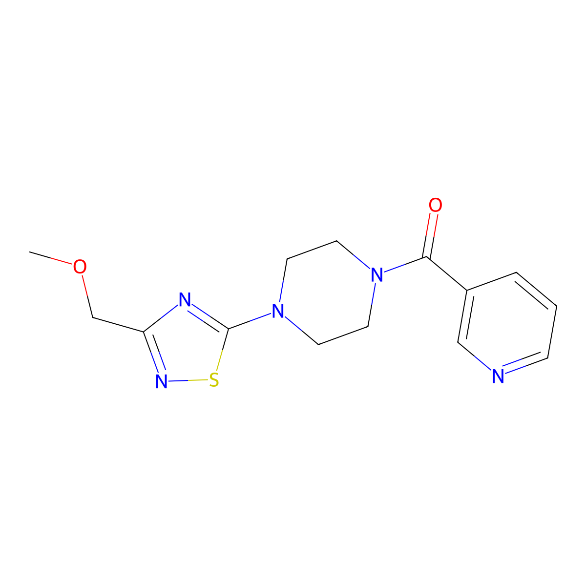1-[3-(Methoxymethyl)-1,2,4-thiadiazol-5-yl]-4-(pyridine-3-carbonyl)piperazine molecular structure, CAS 2770626-38-3