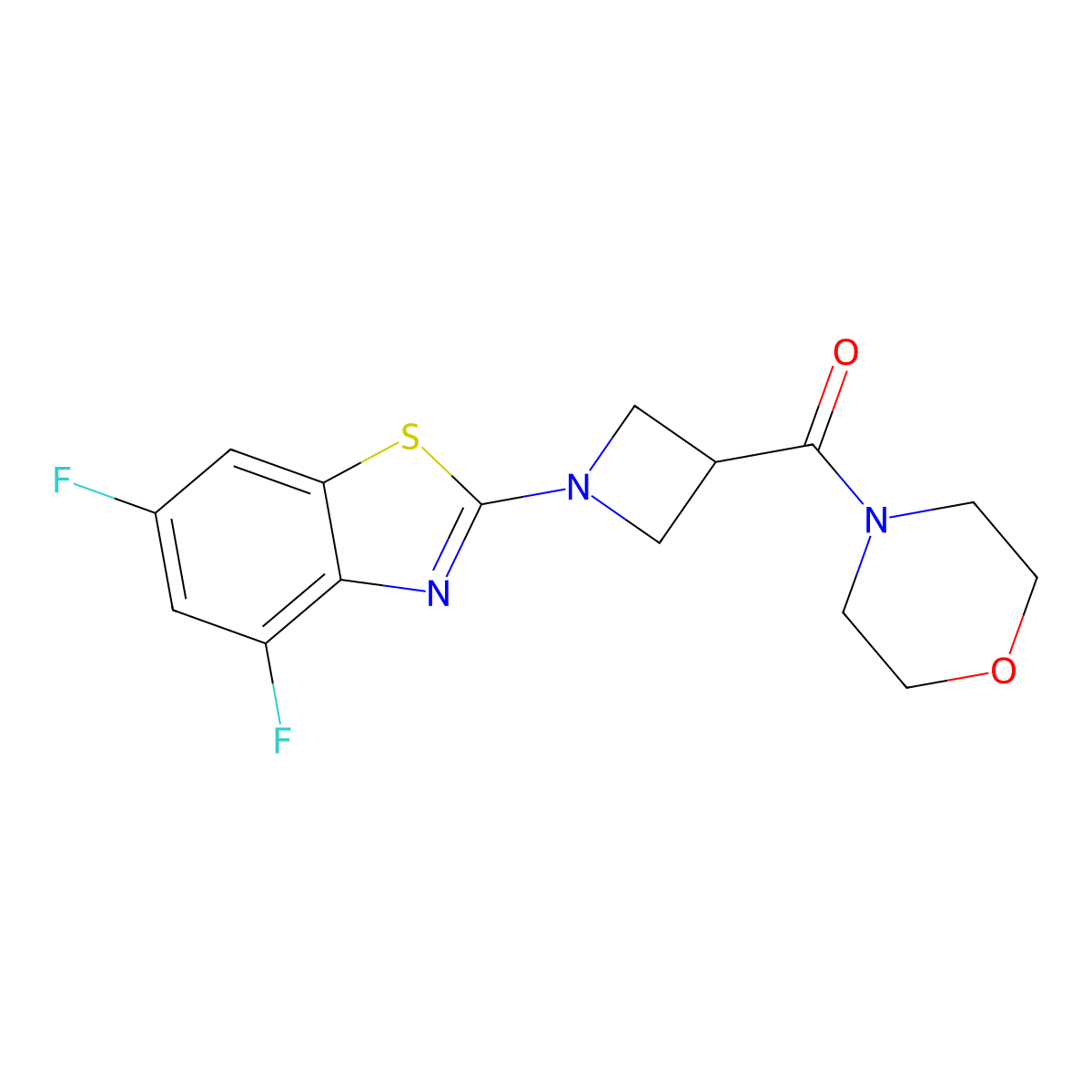 4,6-Difluoro-2-[3-(morpholine-4-carbonyl)azetidin-1-yl]-1,3-benzothiazole molecular structure, CAS 2770626-49-6